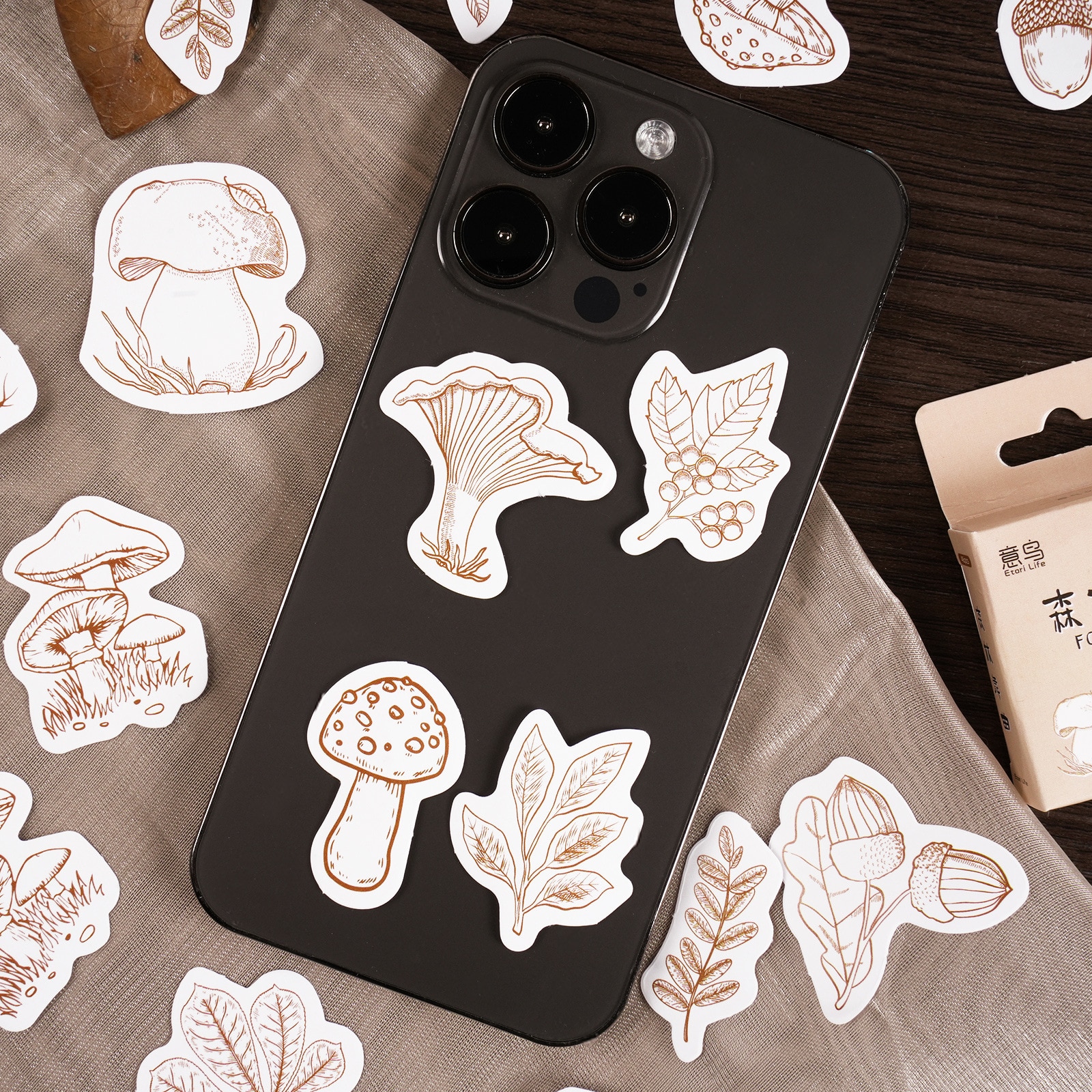 46Pcs Forest Dance Decorative Boxed Stickers Vintage Line Plants Scrapbooking Label Diary Album Journal Planner - Image 2
