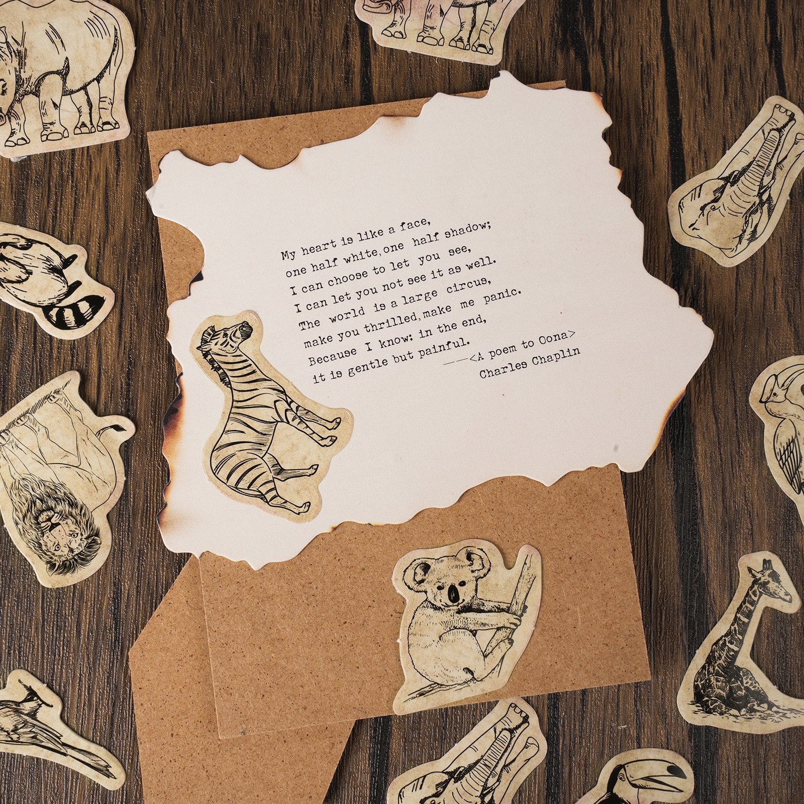 46Pcs Vintage Forest Stories Boxed Stickers Decorative Scrapbooking Retro Animals Label Diary Album Phone Journal Planner - Image 2